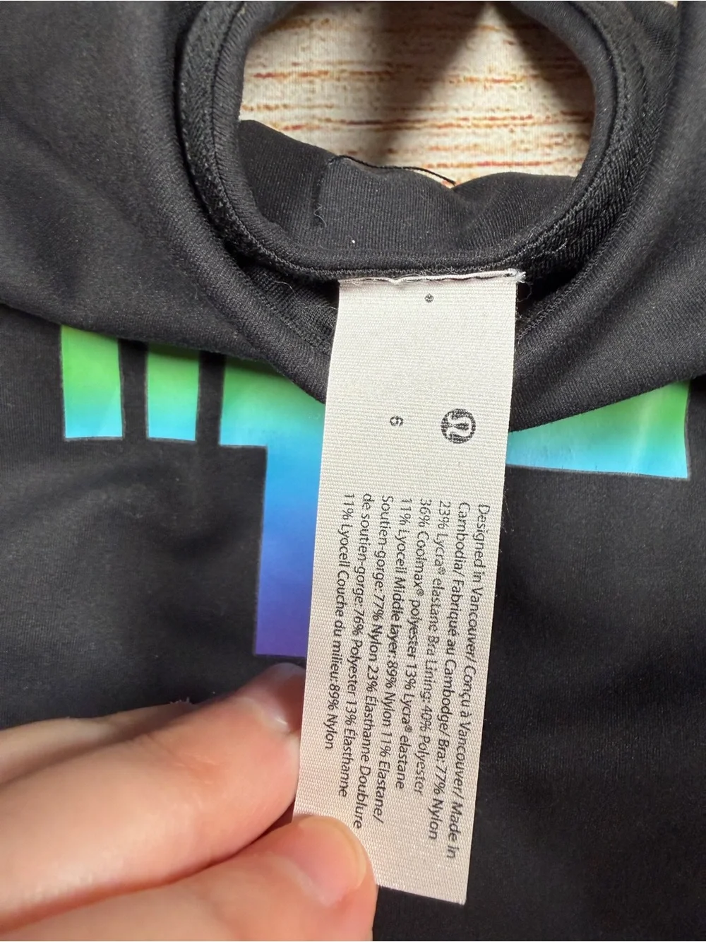 lululemon athletica Black Sports Bra with Rainbow Cross